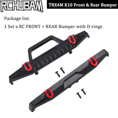 RCHUBAM Front Rear Bumper with Trailer Hitch Hooks for 1/18 TRX4M K10 | Aluminum Alloy,2PCS - style: Front & Rear