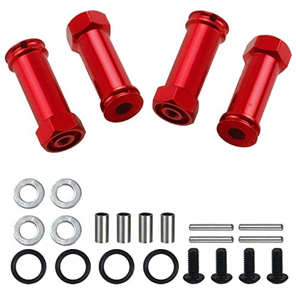 ShareGoo Aluminum 12mm Wheel Hex Hub Adapters 30mm Extension Combiner Coupler Compatible with WLtoys 144001 1/14 Wltoys RC Car (Red) - color: Red