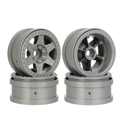 4PCS Plastic 2.2 Inch Beadlock Wheel Rim Wheel Hub 12mm Drive Hex Compatible with 1/10 RC Crawler Car for Axial SCX10 90046 TRX4 Wraith RR10 Capra(Gray) - color: Gray