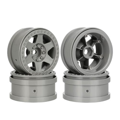 4PCS Plastic 2.2 Inch Beadlock Wheel Rim Wheel Hub 12mm Drive Hex Compatible with 1/10 RC Crawler Car for Axial SCX10 90046 TRX4 Wraith RR10 Capra(Gray) - color: Gray