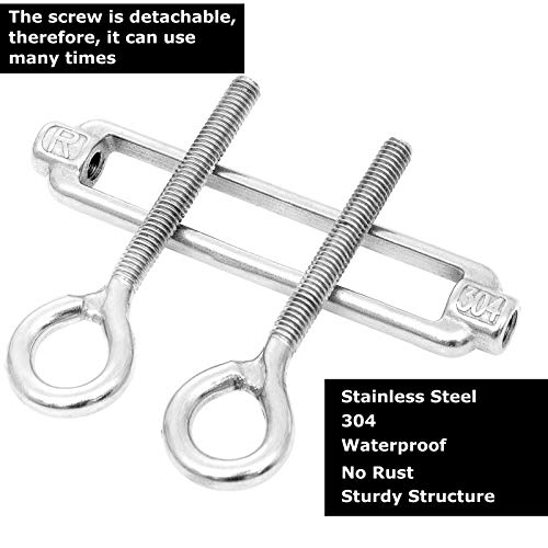 10 Pack M6 Eye and Eye Turnbuckle for Cable Wire Rope Tension Heavy Duty Stainless Steel Turnbuckle for Sun Shade, Hanging Outdoor Lights Strings - style: Eye and Eye Turnbuckle