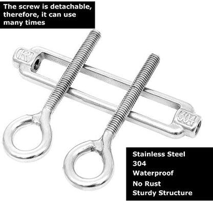 10 Pack M6 Eye and Eye Turnbuckle for Cable Wire Rope Tension Heavy Duty Stainless Steel Turnbuckle for Sun Shade, Hanging Outdoor Lights Strings - style: Eye and Eye Turnbuckle