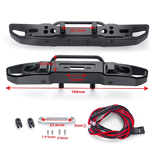 MOHERO Metal RC Front Bumper with Lights for 1/10 Axial SCX10 III AXI03006 Gladiator AXI03007 Wrangler RC Crawler Car Accessories