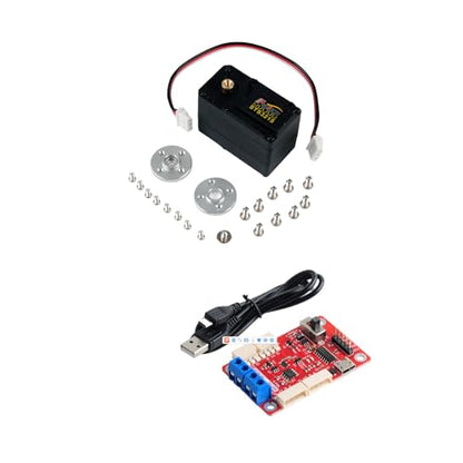 30KG High-Torque Serial Bus Servo 12V 360° Continuous Rotation Programmable Smart Industrial Digital Servo with Controller for RC Car Steering Servo Robotic Arm (1 Servo with 1 Controller) - style: 1 Servo With 1 controller