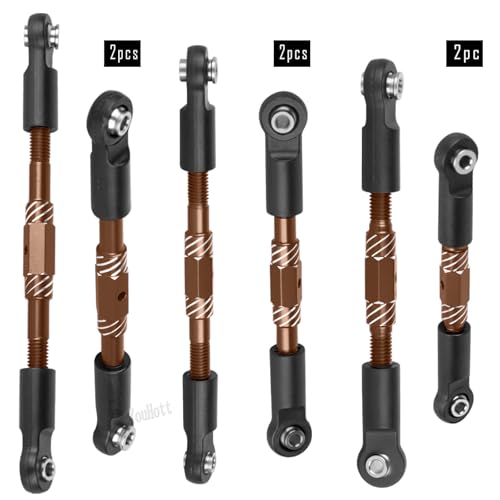 RC Aluminum Turnbuckles Camber Links Upgrades Part for 1/10 Slash/Rustler/Stampede/Hoss,1/8 Jato 4X4 4WD VXL,Turnbuckles Camber Links Hops Up,Bronze (#9027#9028#9029) - color: Bronze-(for 1/10）