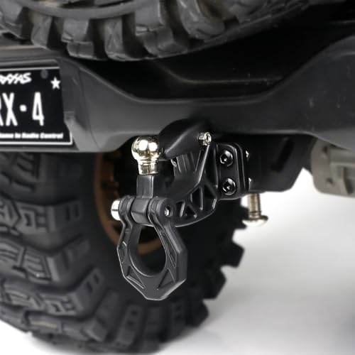 Metal RC Crawler Trailer Hook Tow Hitch, Trailer Hitch Receiver for 1/10 RC Crawler Traxxas TRX4 Axial SCX10 Rear Bumper Parts (Black) - color: Black