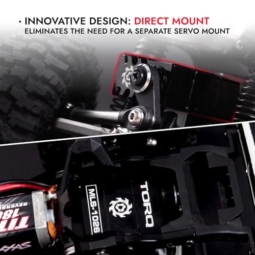 TORQ MLS-1026 Premium Direct-Mount, Powerful High-Torque RC Servo with CNC Aluminum Case & Waterproof Used for Remote Control, RC Rock Crawler 1/18 TRX4M Land Rover Defender / F150 / Chevrolet K10 - color: Trx4m Servo