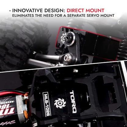 TORQ MLS-1026 Premium Direct-Mount, Powerful High-Torque RC Servo with CNC Aluminum Case & Waterproof Used for Remote Control, RC Rock Crawler 1/18 TRX4M Land Rover Defender / F150 / Chevrolet K10 - color: Trx4m Servo
