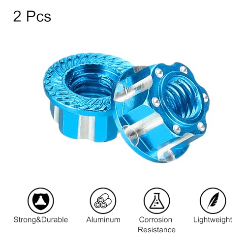 MECCANIXITY Hexagonal Nuts Aluminum M4 RC Wheel Carving Hex Nuts Dustproof Anti-Skid Mount Cap for 1/10 RC Model Car Trucks Off Road Car Upgraded Parts Pack of 2(Sky Blue) - color: Sky Blue