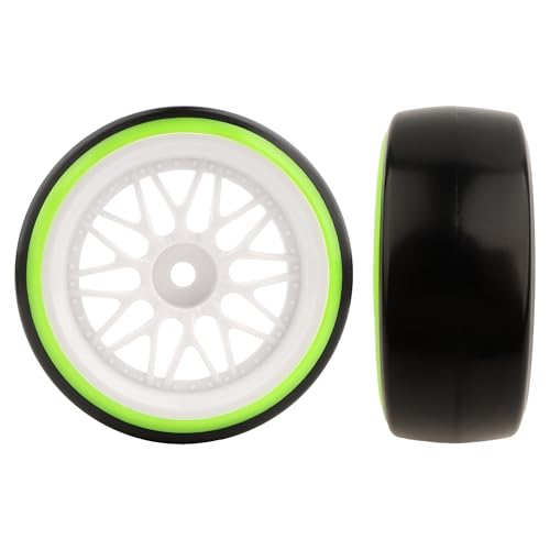 1/10 Hard Plastic RC Drift Tires - 12mm Hex Hub On-Road Touring Racing Wheels Set for HSP Tamiya HPI Kyosho Redcat ExceedRC WLtoys 144001 On-Road Drifting Drift Cars - color: Green