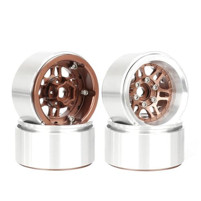 4PCS 1.9" Beadlock Wheel Rims Offset-10mm Aluminum Alloy Metal Wheel Hub for 1/10 RC Rock Crawler Car for Axial SCX10 TRX4 TRX6 D90 D110 Upgrade Accessories (Bronze) - color: Bronze