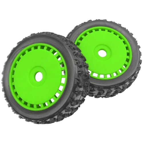 ShareGoo OD 4.64" RC Buggy Rubber Tires w/Plastic Wheel Rims 17mm Hex - Compatible with Arrma 1/8 Typhon 6S 3S BLX Talion 6S BLX Redcat Team Losi HPI HSP Kyosho MP10 1/8 Off-Road RC Buggy (Green) - color: Green