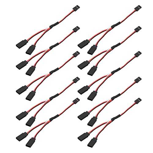 10 Pcs Servo Y Extension Cable for Futaba JR Rc Car Airplanes, 3 Pin Female to Male Wire Connector