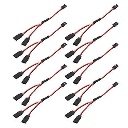 10 Pcs Servo Y Extension Cable for Futaba JR Rc Car Airplanes, 3 Pin Female to Male Wire Connector