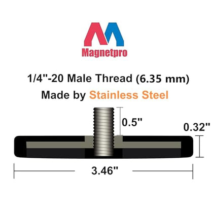 Magnetpro 2 Pieces Strong Rubber Coated Mounting Magnets 120 LB | Anti-Scratch & Anti Corrosion, Over 120 LB Adhesive Power, 1/4"-20 Stainless Steel Male Thread with Nuts, For PTZ, Camera - size: 120LB - 1/4"-20 Male SS 2P