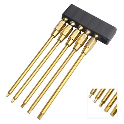 1/4" Drivers 1.27mm(0.05") 1.5mm 2mm 2.5mm 3mm Titanium RC Hex Driver Bit Set Quick Change Allen Key Wrench Combo for Electric Screwdrivers/Power Drill Fit Traxxas Axial RC Cars Repairing