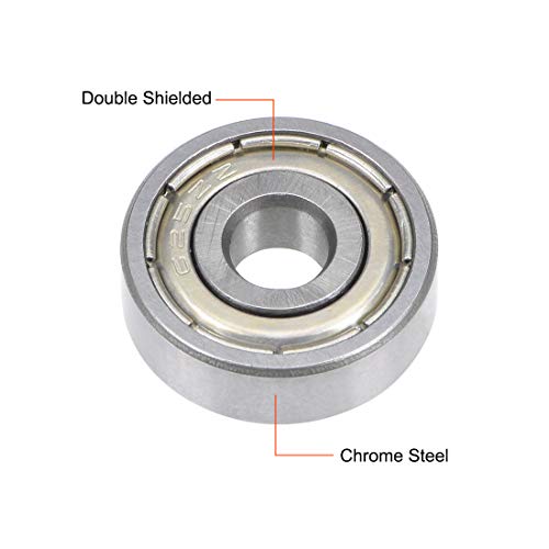 uxcell 625ZZ Deep Groove Ball Bearing 5x16x5mm Double Shielded Chrome Steel Bearings 5-Pack - size: 5mmx16mmx5mm