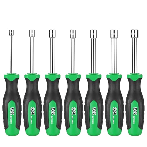 SK 7-Piece Metric Nut Driver Set, 5-11 mm, 3-Inch Deep Long Solid Shaft | Heat-Treated Chrome Plating Shaft,Premium CR-V Steel, SureGrip Handle - size: Metric