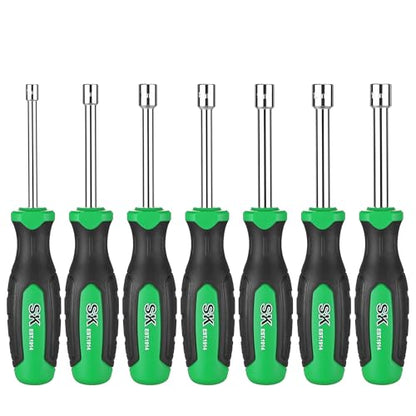 SK 7-Piece Metric Nut Driver Set, 5-11 mm, 3-Inch Deep Long Solid Shaft | Heat-Treated Chrome Plating Shaft,Premium CR-V Steel, SureGrip Handle - size: Metric
