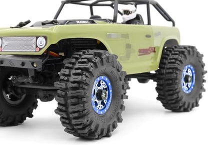 64mm Soft Sticky 1.0 Mud Slingers Tires & Heavy 1.0 beadlock Wheels Rims for RC Mud Crawler Truck 1/24 AX24 SCX24 1/18 TRX4M Upgrade - color: Blue