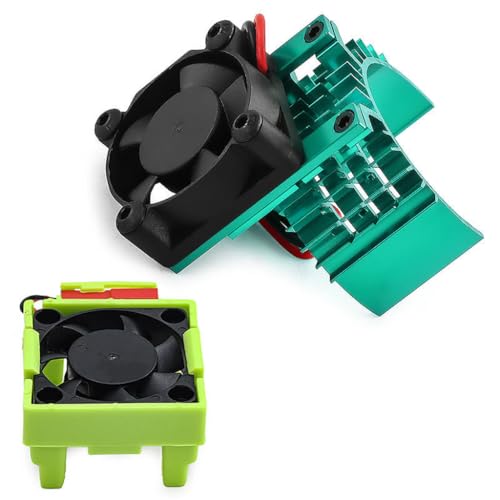 Aluminum Heatsink Plastic RC Motor ESC Cooling Fan Set 6-8.4V High RPM for TRAXXAS VXL-3S Slash/Rally/Bandit/Stampede 2WD 4WD RC Car (Green) - color: Green