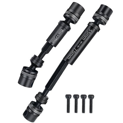 RCHUBAM 2pcs Front Rear Center Driveshaft for 1/18 TRX4M RC Upgrade Parts | 1144 Steel 40-50mm and 55-75mm Drive Shaft - color: Black