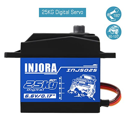 INJORA RC Servo 25KG Digital Servo High Torque RC Parts for 1:10 RC Crawler VP VS4-10 SCX10 Pro SCX10 TRX4 D90 (Control Angle 90°-180°) - size: 25kg（90°-180°）
