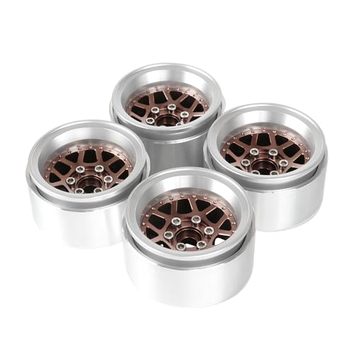 4PCS 1.9" Beadlock Wheel Rims Offset-10mm Aluminum Alloy Metal Wheel Hub for 1/10 RC Rock Crawler Car for Axial SCX10 TRX4 TRX6 D90 D110 Upgrade Accessories(Y-Shaped Bronze) - color: Y-shaped Bronze