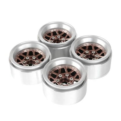 4PCS 1.9" Beadlock Wheel Rims Offset-10mm Aluminum Alloy Metal Wheel Hub for 1/10 RC Rock Crawler Car for Axial SCX10 TRX4 TRX6 D90 D110 Upgrade Accessories(Y-Shaped Bronze) - color: Y-shaped Bronze