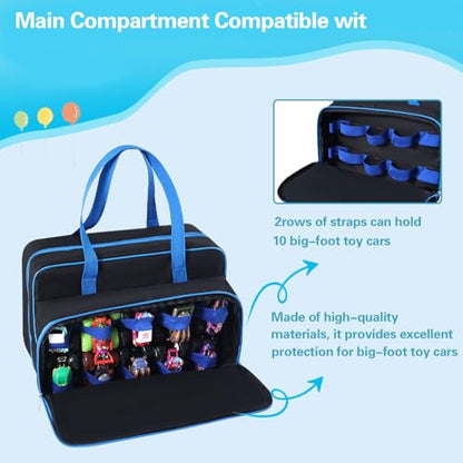 Carrying Case for 40 Monster Jam Trucks, Kids Toy Truck Storage Compatible with 40 Monster Jam Trucks, Holding for 1:64 Scale Monster Jam Trucks (Blue) - color: Blue