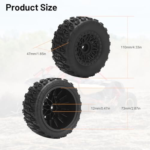 1/10 RC Short Course Truck Tires, daitoku 12mm Hex RC Wheels and Tires for 1/10 Traxxas TRX4 Slash Arrma Losi Tenacity Vkar 10sc Hpi - Style A (Black) - style: Style A