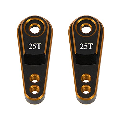 2Pcs Vgoohobby Metal 25T Servo Horn Steering Arm for Standard Servo Motors Compatible with Traxxas TRX4 Axial SCX10 Tamiya 1/10 RC Crawler Truck (Gold-Black) - color: Gold-black