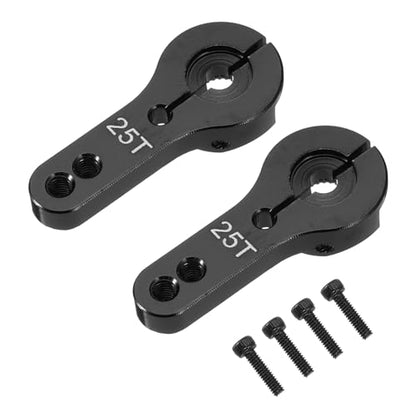 MECCANIXITY Aluminum Alloy 25T Steering Servo Arm Horn Black for DIY RC Car/Boat/Airplane Boat Accessories 2 Pcs - color: Black
