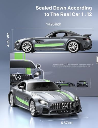 MIEBELY 1/12 Licensed Mercedes AMG GT R Pro RC Car Toy for Kids Adults - style: Grey-1/12
