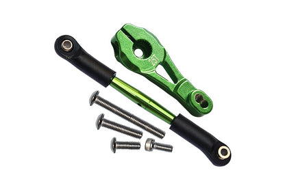 GPM 6Pc Set Upgrades Aluminum Servo Horn with Steering Link for 1/10 TRX4 Defender Trail Crawler (82056-4) RC Cars (Green)