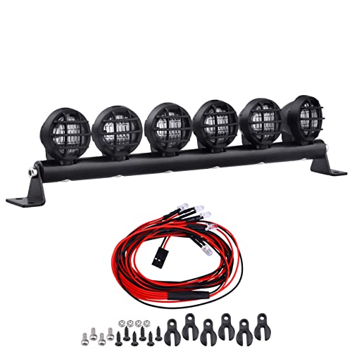 110mm 1/10 RC LED Light Bar Roof LED Lamp Kit 6 Lights LEDs for TRX4 Traxxas Slash 4x4 2WD Stampede SCX10 & SCX10 II Redcat Gen7 Gen 8 Crawler Car Truck