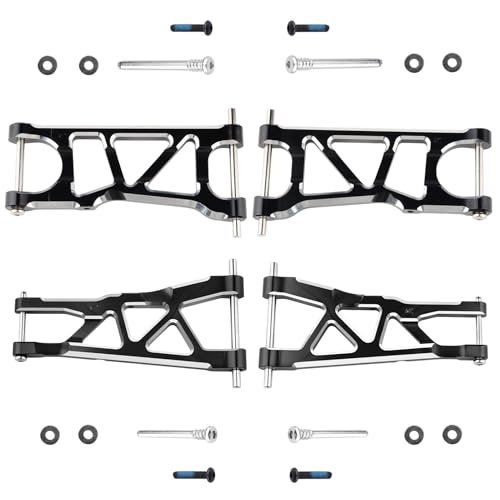 Hobbypark Aluminum Suspension Arms Set (Front & Rear) Upgrades Parts for Arrma Typhon 3s BLX Big Rock, Replacement of AR330543 AR330540 (Black) - color: Black
