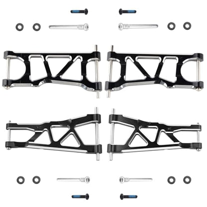 Hobbypark Aluminum Suspension Arms Set (Front & Rear) Upgrades Parts for Arrma Typhon 3s BLX Big Rock, Replacement of AR330543 AR330540 (Black) - color: Black