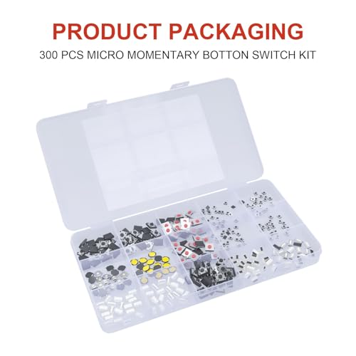 300 Pcs 15 Value Micro Momentary Tactile Switch Assortment Kit | Push Button Switch Set - style: 300 Pcs 15 Value