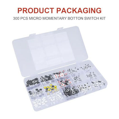 300 Pcs 15 Value Micro Momentary Tactile Switch Assortment Kit | Push Button Switch Set - style: 300 Pcs 15 Value