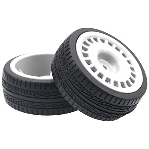 Outer Diameter 70mm Rubber Tires & Nylon 12mm Hex Hub Wheel Rims Compatible with Tamiya HPI Kyosho HSP 1/10 1/12 On-Road Touring Car,WLtoys 1/14 144001 1/18 A959B RC Buggy (White) - color: White