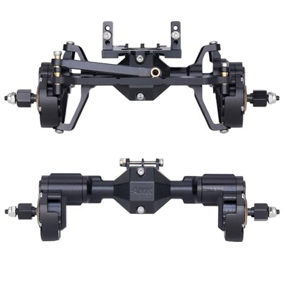Ascent-18 Portal Axle Set for Redcat Ascent-18 Upgrade, CNC Aluminum Front & Rear Axles with Brass Portal Covers, Steel Gears, Servo Mount & Steering Links (Black) - color: Black
