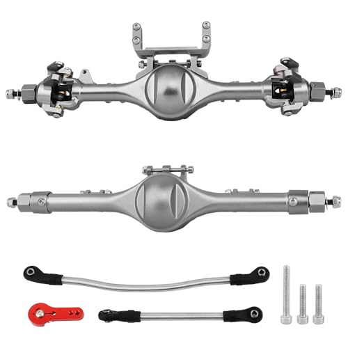 Complete Metal Front Rear Straight Axle Upgrades Part for 1/10 Axial SCX10 II Deadbolt 90046 90047 SCX10 RC Crawler Car Hops Up (Titanium) - color: Titanium