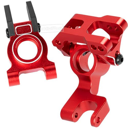 RC Alloy Aluminium Caster Block C Hub & Steering Blocks & Rear Stub Axle Carriers Upgrades Part for 1/10 GORGON 2WD RTR BRUSHED MONSTER TRUCK(ARA3230T1),Red - color: Red(1set)