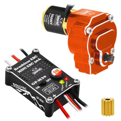 GOUPRC 1621 3500KV Brushless Outrunner Motor with Transmission & Upgarde 30A Brushless Esc for Redcat Ascent 18 1/18 RC Crawler Upgrade