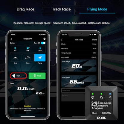 SKYRC GSM020 GNSS Performance Analyzer GPS+GLONASS Speedometer, BT Enabled Race Data Logger and Speed Tracker for RC Car Airplane Helicopter Drone