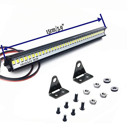 ShareGoo Super Bright 36 LED Light Bar Metal Roof Lamp Lights 150mm/5.9" Compatible with Traxxas TRX-4 90046 D90 Axial SCX10 1/10 RC Rock Crawler Climbing Car Truck,L Shape Brackets