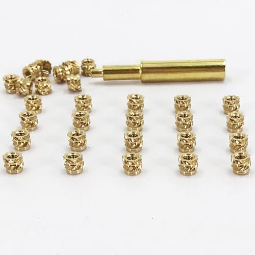 QSJ 130Pcs Threaded Inserts Heat Set Inserts Kit M3x4x5 Brass Insert Nut with Soldering Iron Tip for 3D Printed Plastic Materials - size: (130pcs) M3x4x5