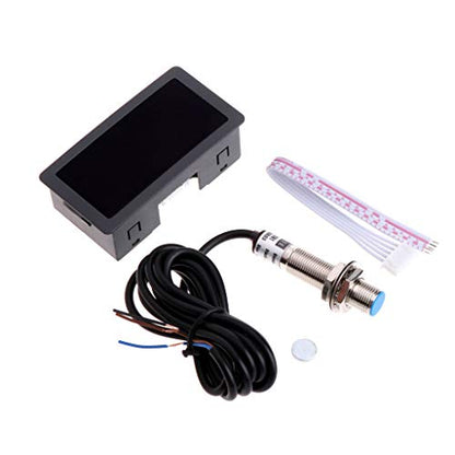 4 Digital LED Tachometer RPM Speed Meter+Hall Proximity Switch Sensor NPN for Lathe/Mower / / Spring 10-9999RPM Speed Tester Velocimetry Non-Contact Tachometer Tach Electric Motor Gauge Range - color: Green