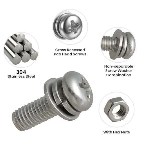 692Pcs Machine Screws Assortment Kit,Metric Nut and Bolt Assorted M2 M2.5 M3 M4 M5,304 Stainless Steel Phillips Pan Head Small Combination Screw with Fixed Washers(All-in-One Design) - size: M2/2.5/3/4/5 692PCS Machine SS